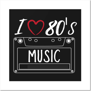 I Love 80's Eighties Music Retro Vintage Style Cassette Tape Posters and Art